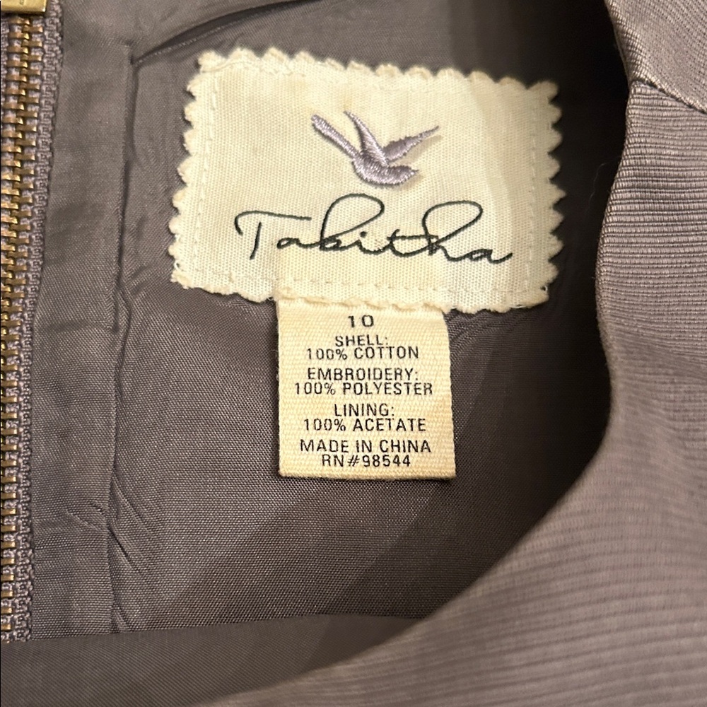 Anthropologie Tabitha dress; grey; embroidery